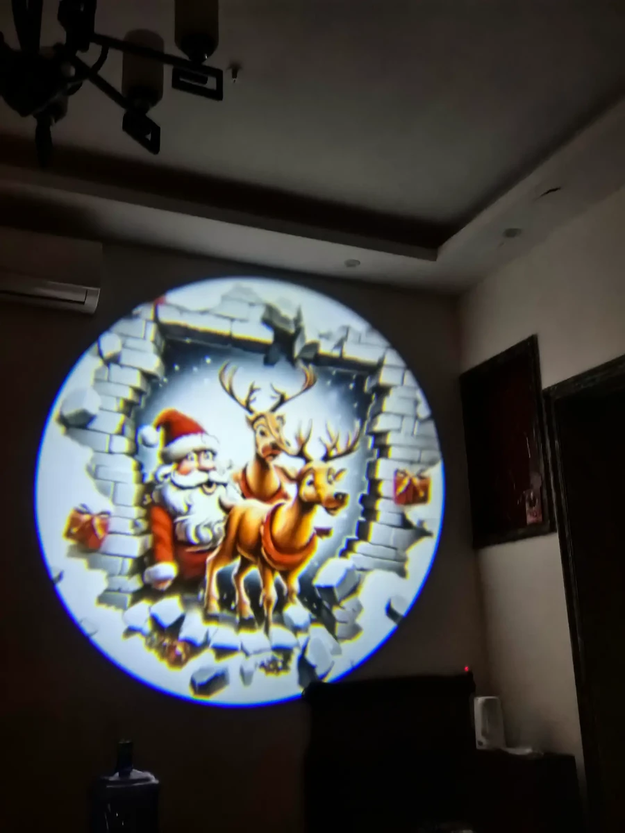 Santa and reindeer scene projection reference.